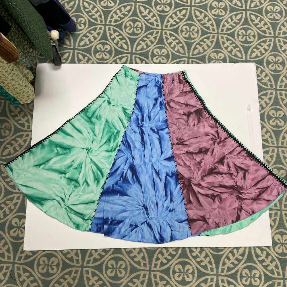 Gypsy Rose vintage crystal design tie dye maxi skirt